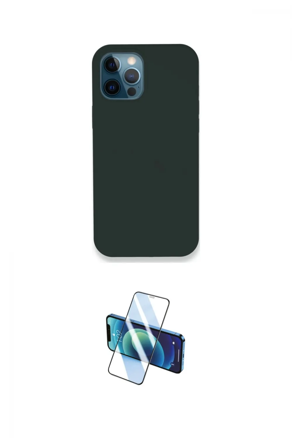 ieg™ iPhone 12 Pro Kılıf Zirve Modern Özel Seri - Siyah 3D Antistatik Cam Ekran Koruyucu