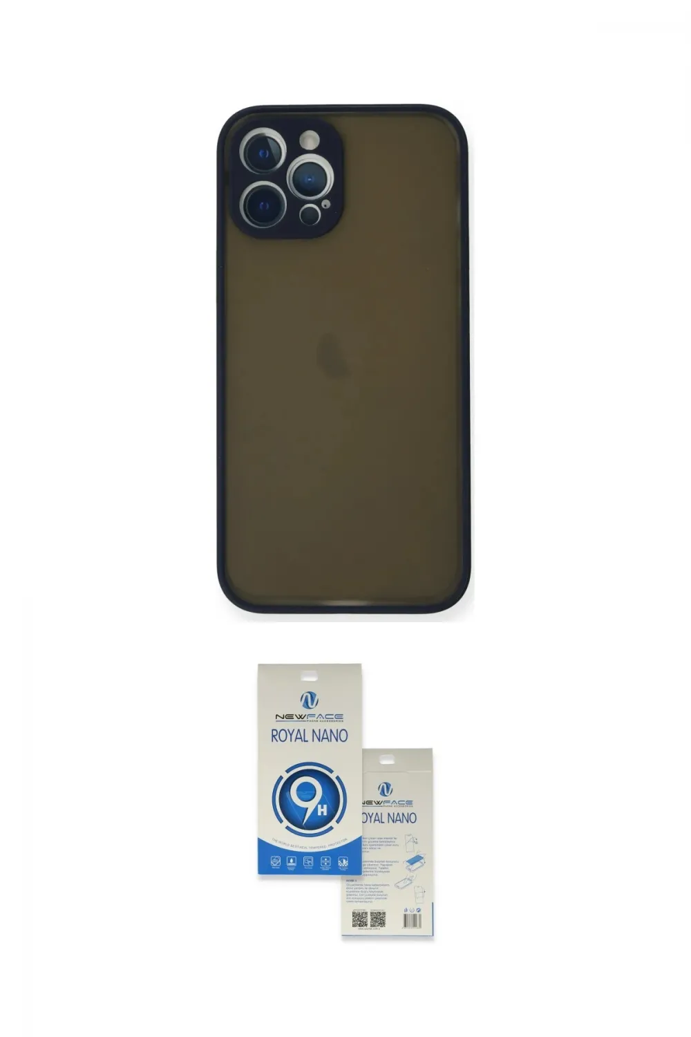 ieg™ iPhone 12 Pro Max Kılıf Ahenk Çizgi Serisi - Şeffaf Royal Nano Ekran Koruyucu