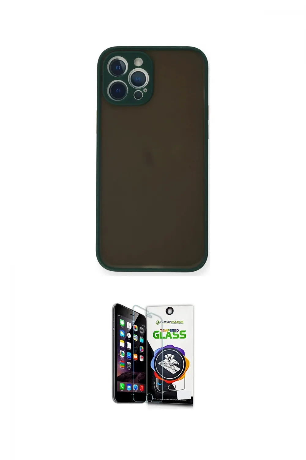 ieg™ iPhone 12 Pro Max Kılıf Ahenk Çizgi Serisi - Şeffaf Temperli Cam Ekran Koruyucu