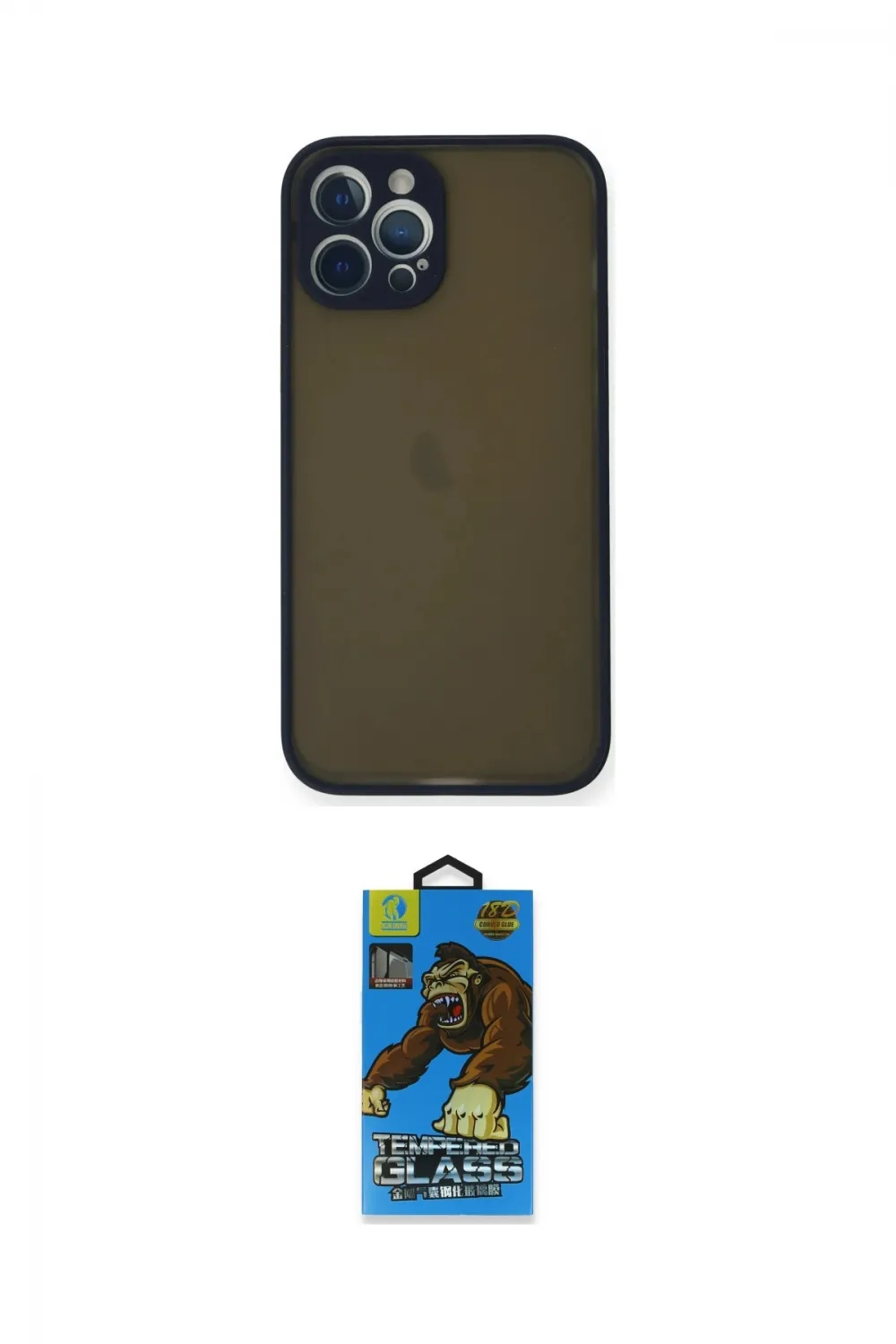 ieg™ iPhone 12 Pro Max Kılıf Ahenk Çizgi Serisi - Siyah 18D Cam Ekran Koruyucu