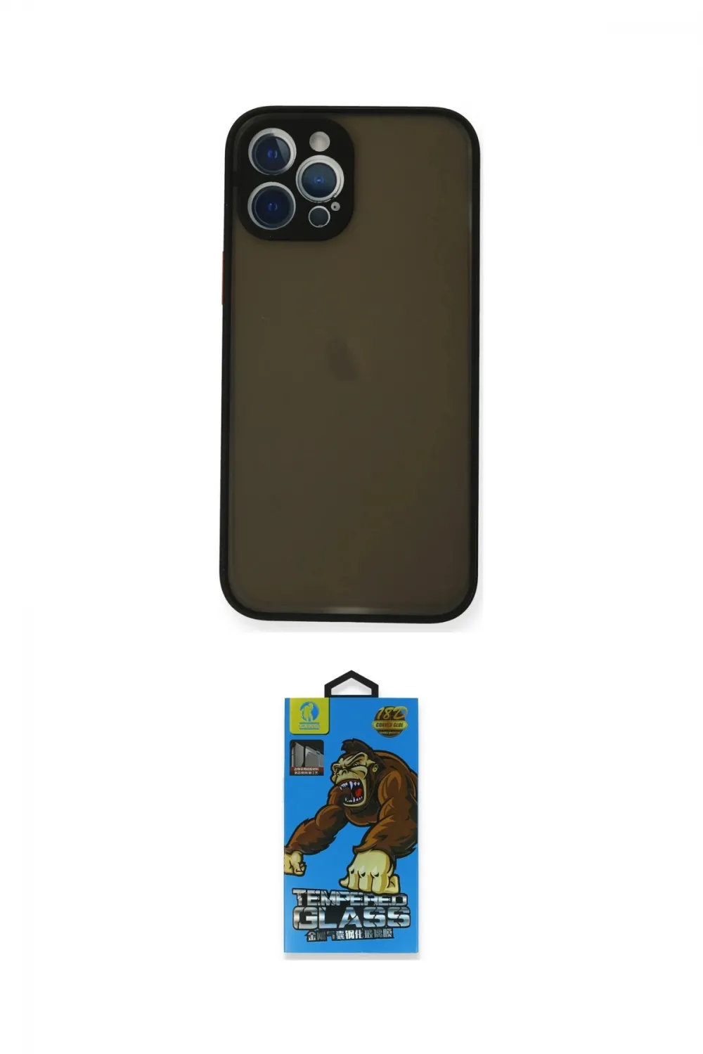 ieg™ iPhone 12 Pro Max Kılıf Ahenk Çizgi Serisi - Siyah 18D Cam Ekran Koruyucu