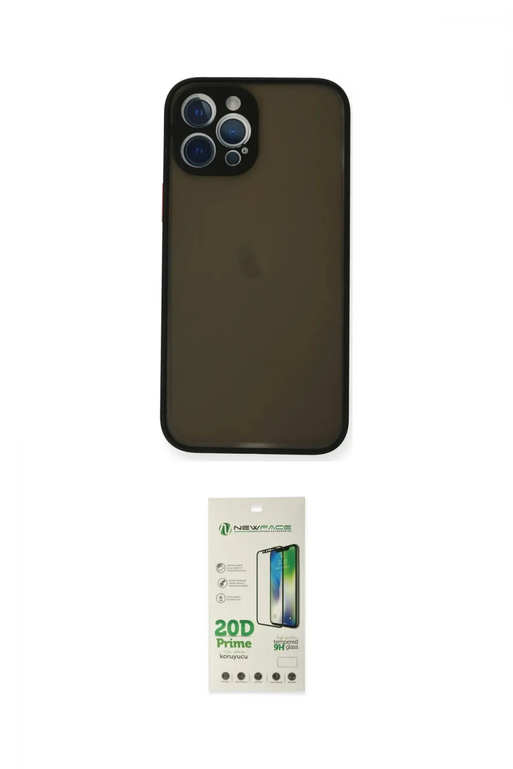 ieg™ iPhone 12 Pro Max Kılıf Ahenk Çizgi Serisi - Siyah 20D Premium Cam Ekran Koruyucu