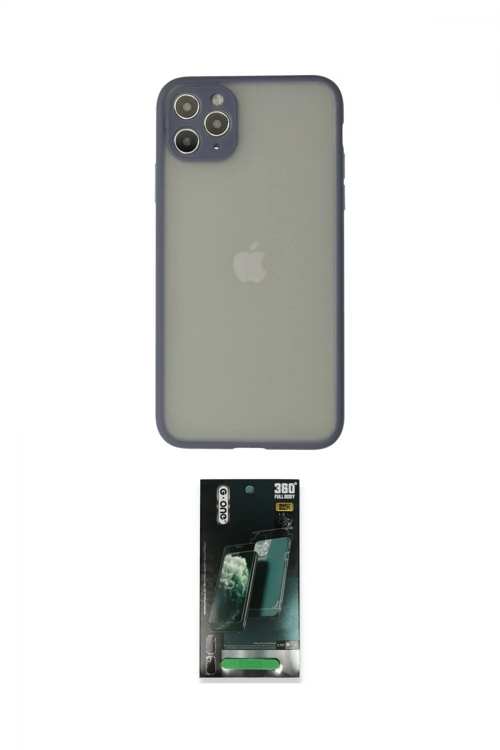 ieg™ iPhone 12 Pro Max Kılıf Ahenk Çizgi Serisi - Siyah 360 Mat Full Body Arka Koruyucu