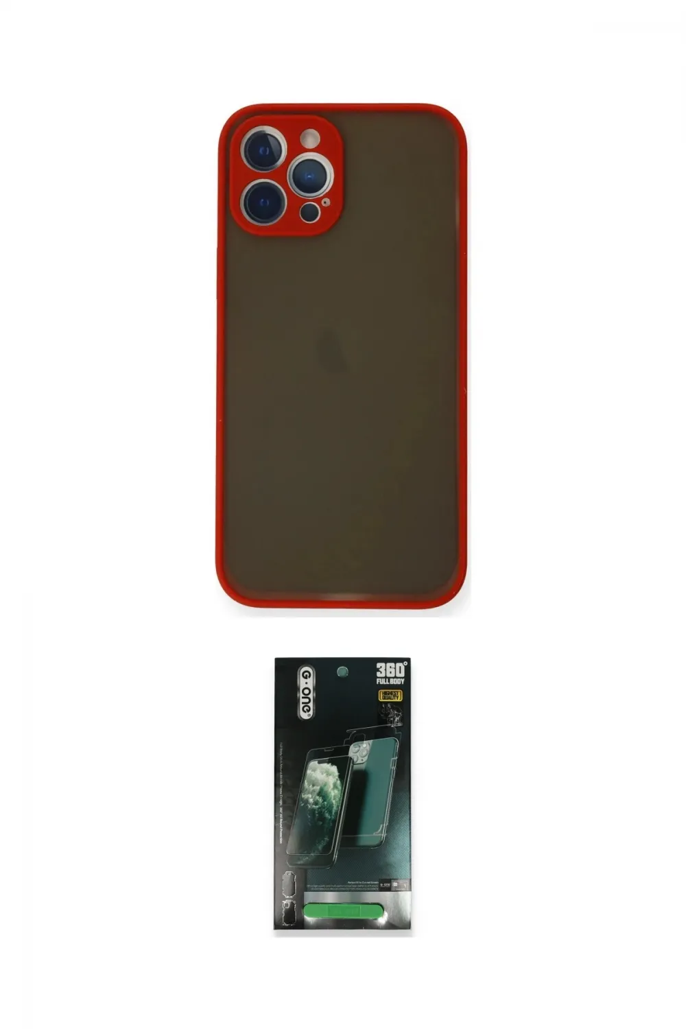 ieg™ iPhone 12 Pro Max Kılıf Ahenk Çizgi Serisi - Siyah 360 Mat Full Body Arka Koruyucu