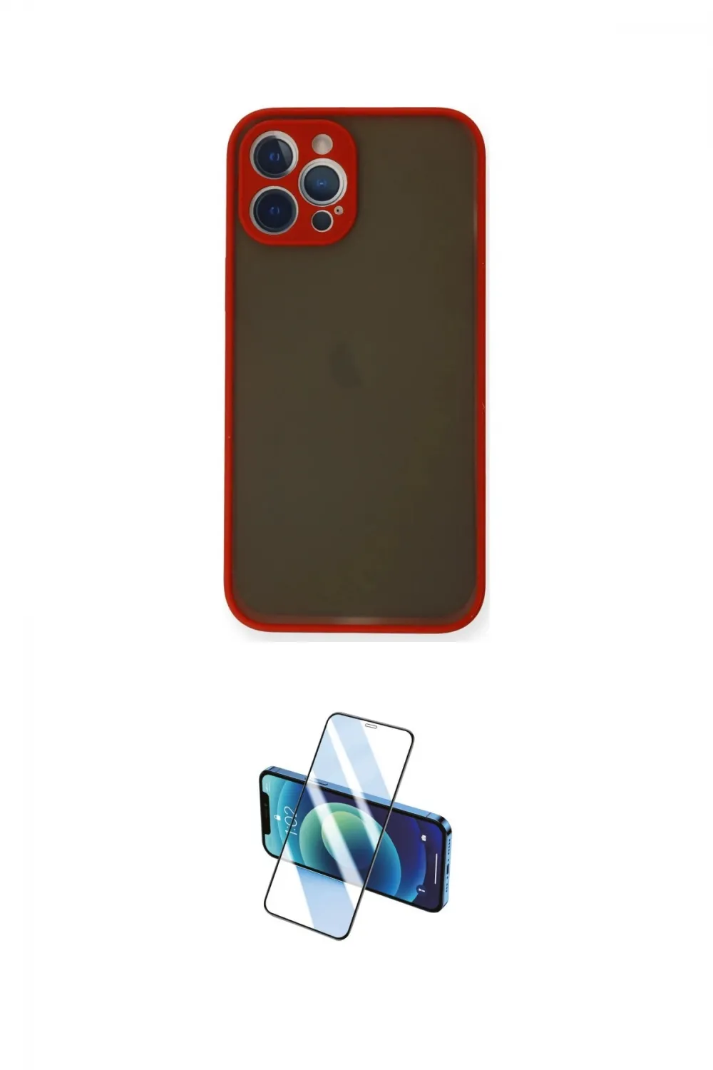 ieg™ iPhone 12 Pro Max Kılıf Ahenk Çizgi Serisi - Siyah 3D Antistatik Cam Ekran Koruyucu