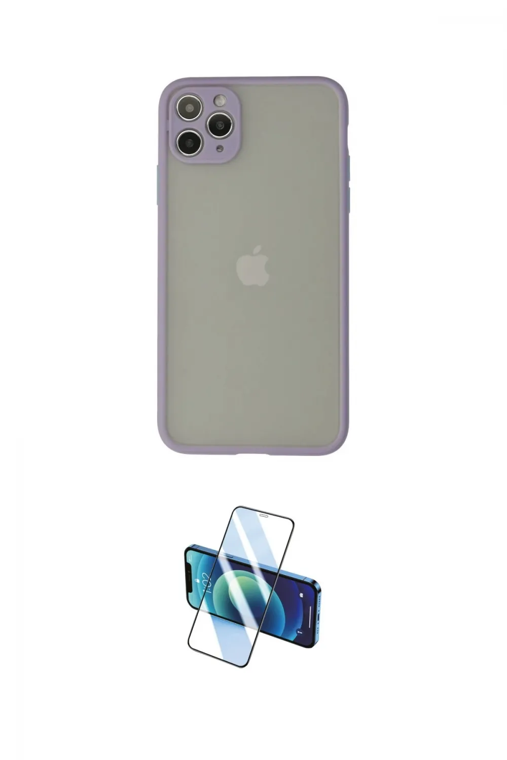 ieg™ iPhone 12 Pro Max Kılıf Ahenk Çizgi Serisi - Siyah 3D Antistatik Cam Ekran Koruyucu