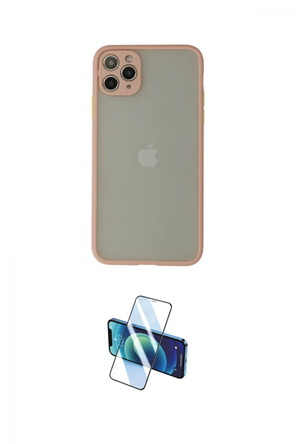 ieg™ iPhone 12 Pro Max Kılıf Ahenk Çizgi Serisi - Siyah 3D Antistatik Cam Ekran Koruyucu