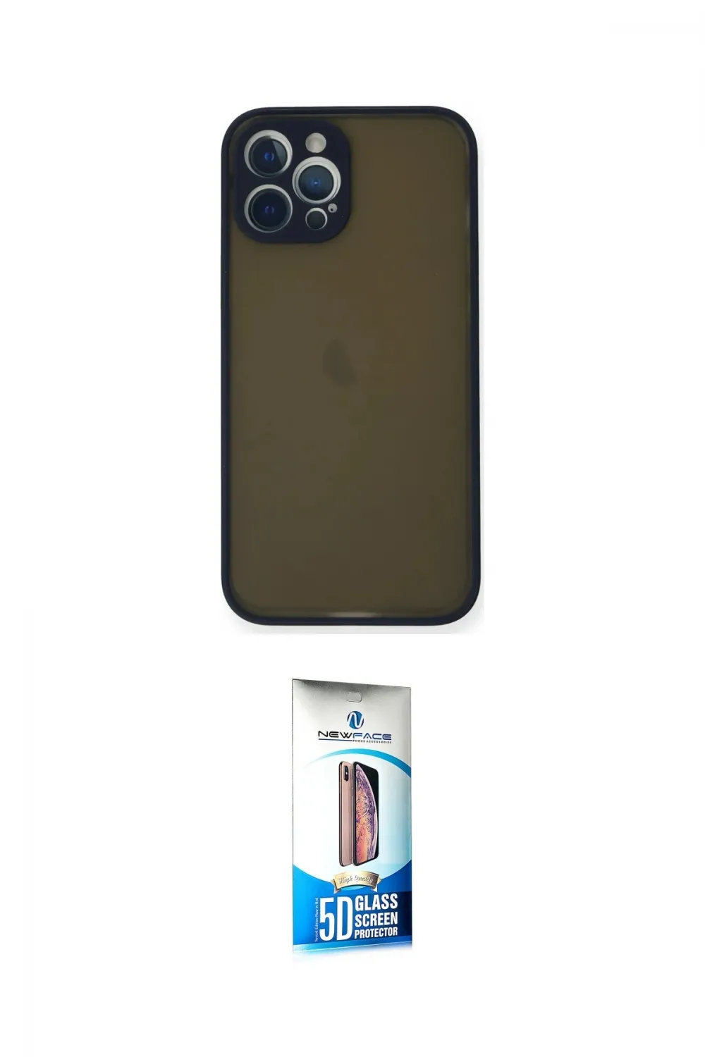 ieg™ iPhone 12 Pro Max Kılıf Ahenk Çizgi Serisi - Siyah 5D Eko Cam Ekran Koruyucu
