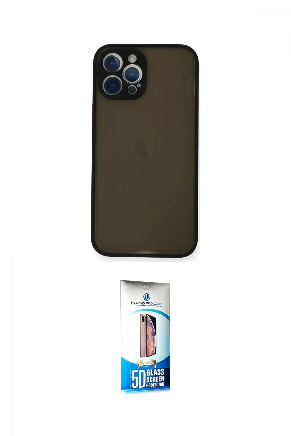 ieg™ iPhone 12 Pro Max Kılıf Ahenk Çizgi Serisi - Siyah 5D Eko Cam Ekran Koruyucu