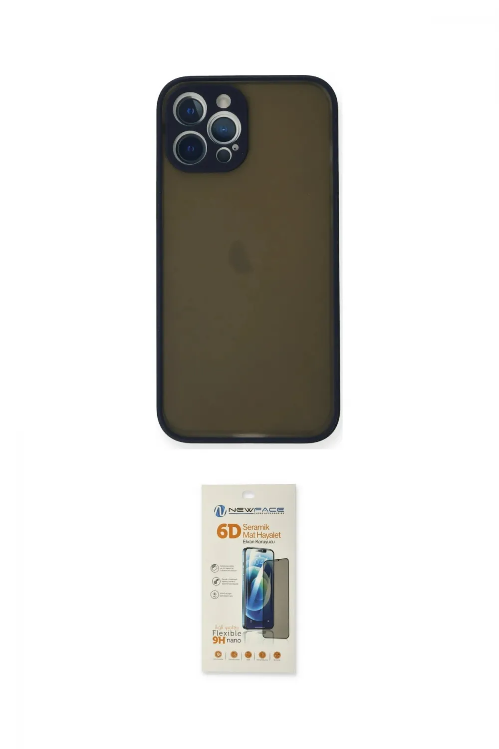 ieg™ iPhone 12 Pro Max Kılıf Ahenk Çizgi Serisi - Siyah 6D Mat Seramik Hayalet Nano Ekran Koruyucu