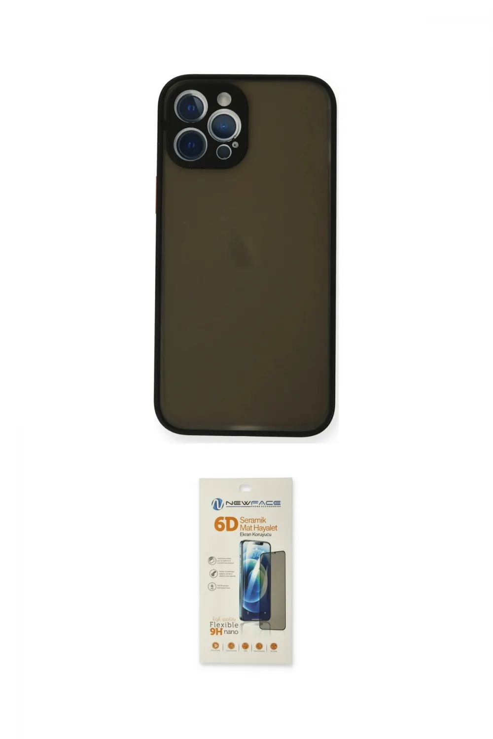 ieg™ iPhone 12 Pro Max Kılıf Ahenk Çizgi Serisi - Siyah 6D Mat Seramik Hayalet Nano Ekran Koruyucu