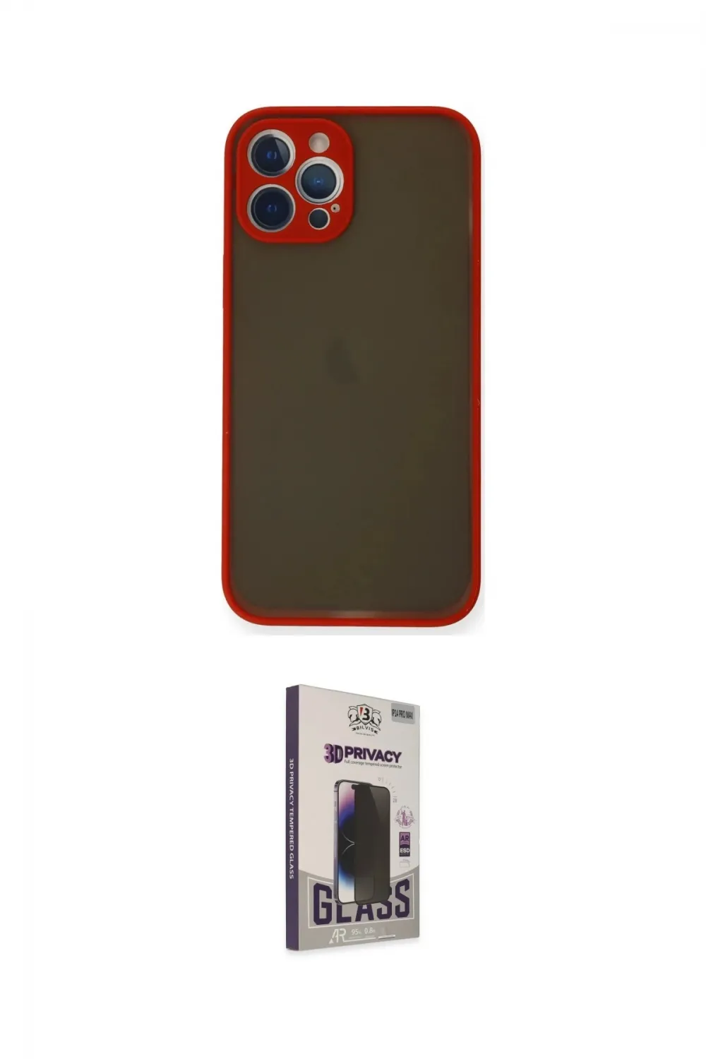 ieg™ iPhone 12 Pro Max Kılıf Ahenk Çizgi Serisi - Siyah Bilvis Hayalet Cam Ekran Koruyucu