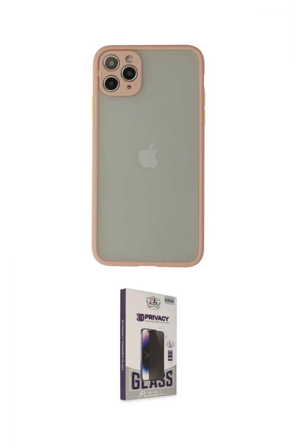 ieg™ iPhone 12 Pro Max Kılıf Ahenk Çizgi Serisi - Siyah Bilvis Hayalet Cam Ekran Koruyucu
