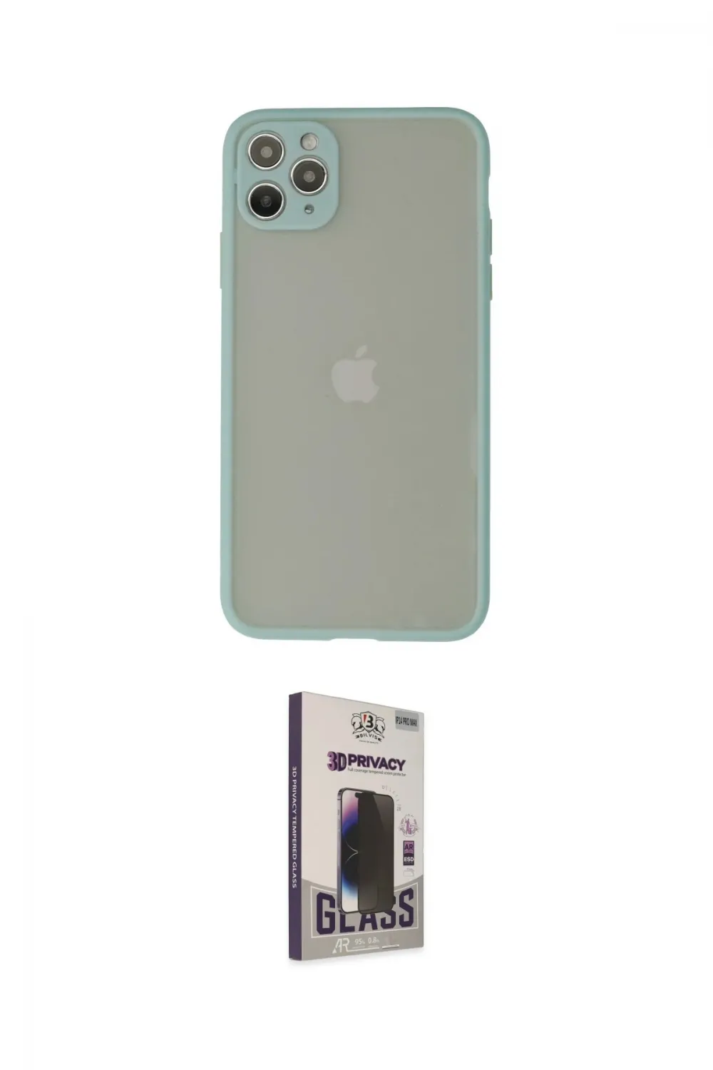 ieg™ iPhone 12 Pro Max Kılıf Ahenk Çizgi Serisi - Siyah Bilvis Hayalet Cam Ekran Koruyucu
