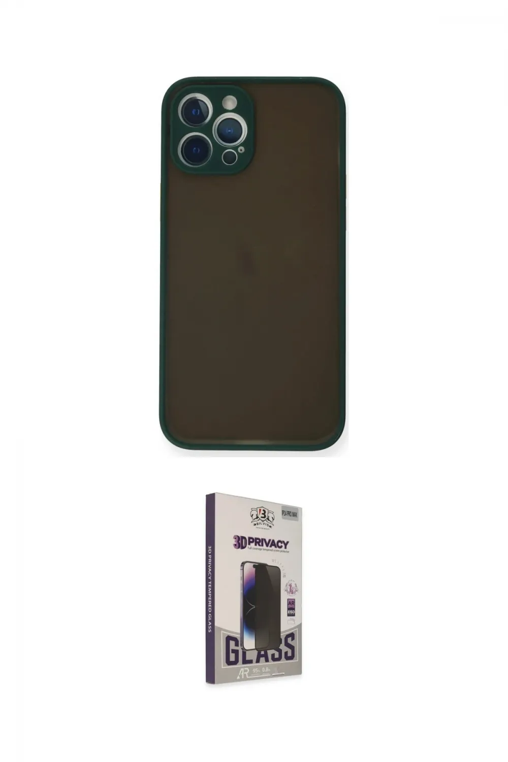 ieg™ iPhone 12 Pro Max Kılıf Ahenk Çizgi Serisi - Siyah Bilvis Hayalet Cam Ekran Koruyucu