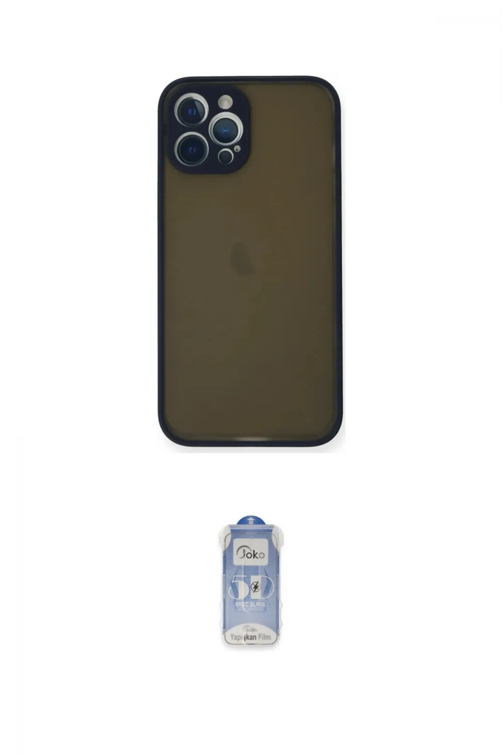 ieg™ iPhone 12 Pro Max Kılıf Ahenk Çizgi Serisi - Siyah Joko Magic 5D Cam