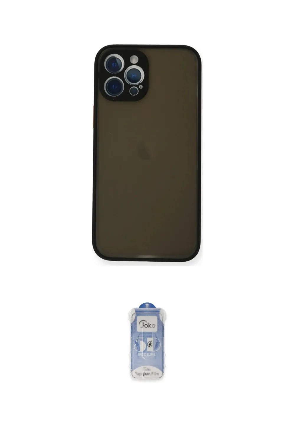 ieg™ iPhone 12 Pro Max Kılıf Ahenk Çizgi Serisi - Siyah Joko Magic 5D Cam