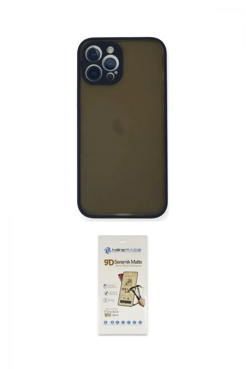 ieg™ iPhone 12 Pro Max Kılıf Ahenk Çizgi Serisi - Siyah Mat Seramik Nano Ekran Koruyucu