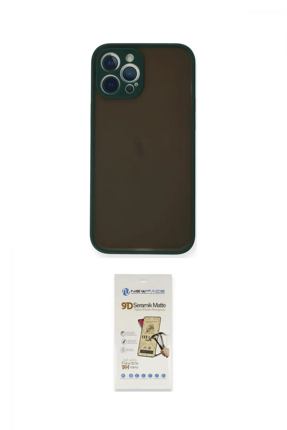 ieg™ iPhone 12 Pro Max Kılıf Ahenk Çizgi Serisi - Siyah Mat Seramik Nano Ekran Koruyucu