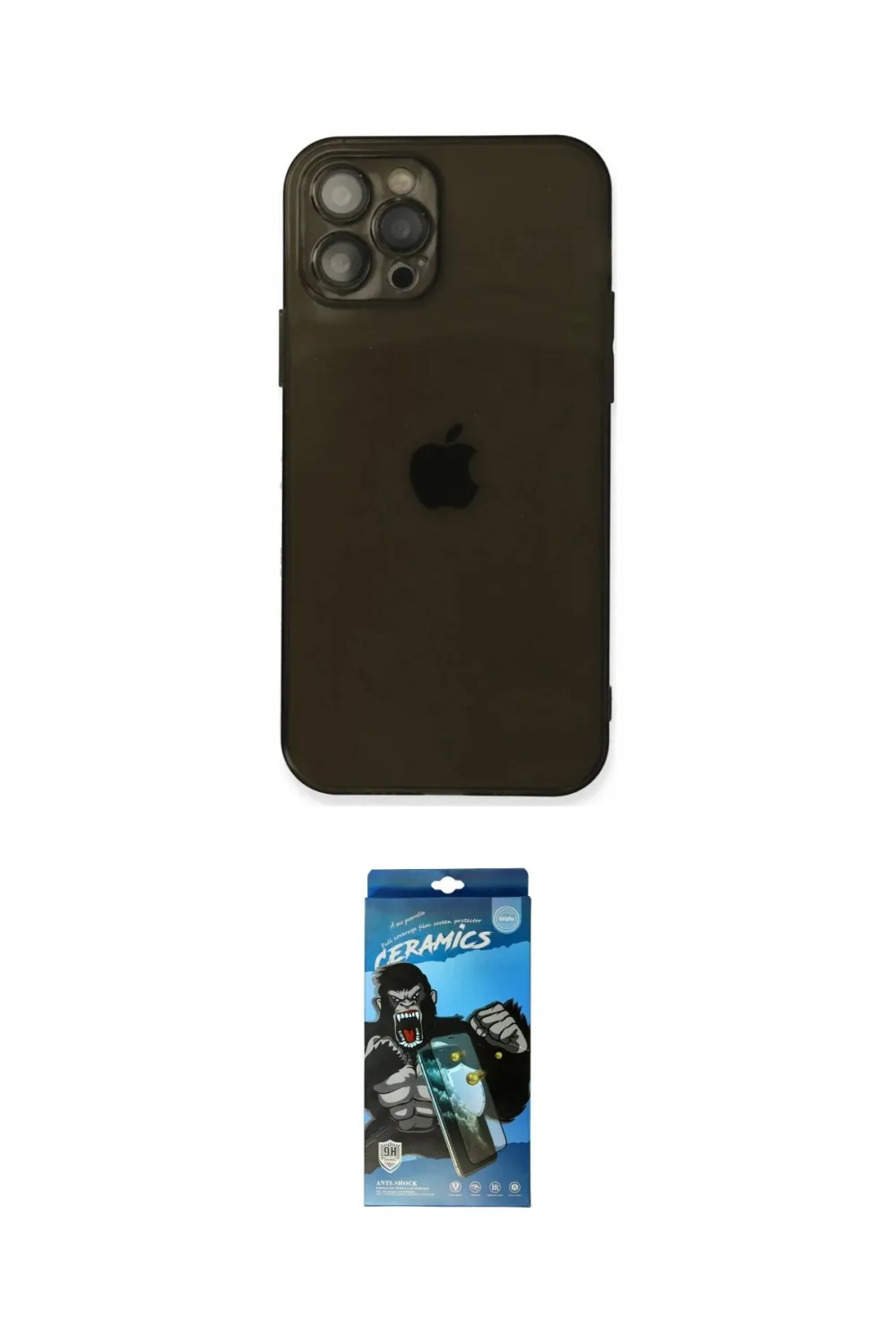 ieg™ iPhone 12 Pro Max Kılıf Ahenk Doku - Siyah 34D Izgaralı Cam