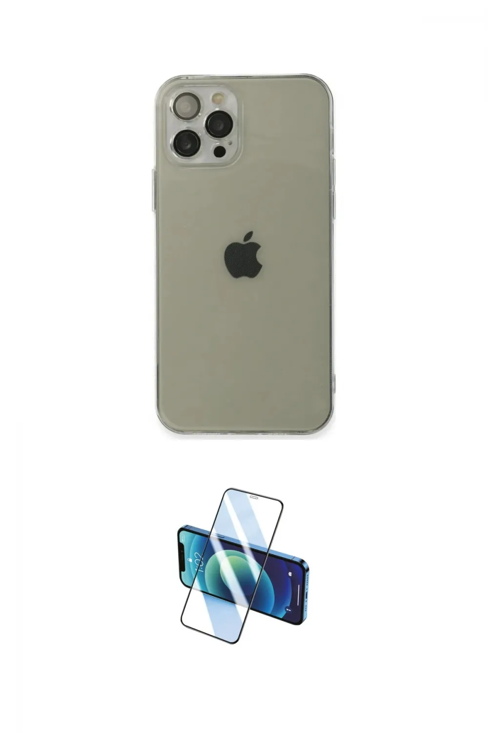 ieg™ iPhone 12 Pro Max Kılıf Ahenk Doku - Siyah 3D Antistatik Cam Ekran Koruyucu