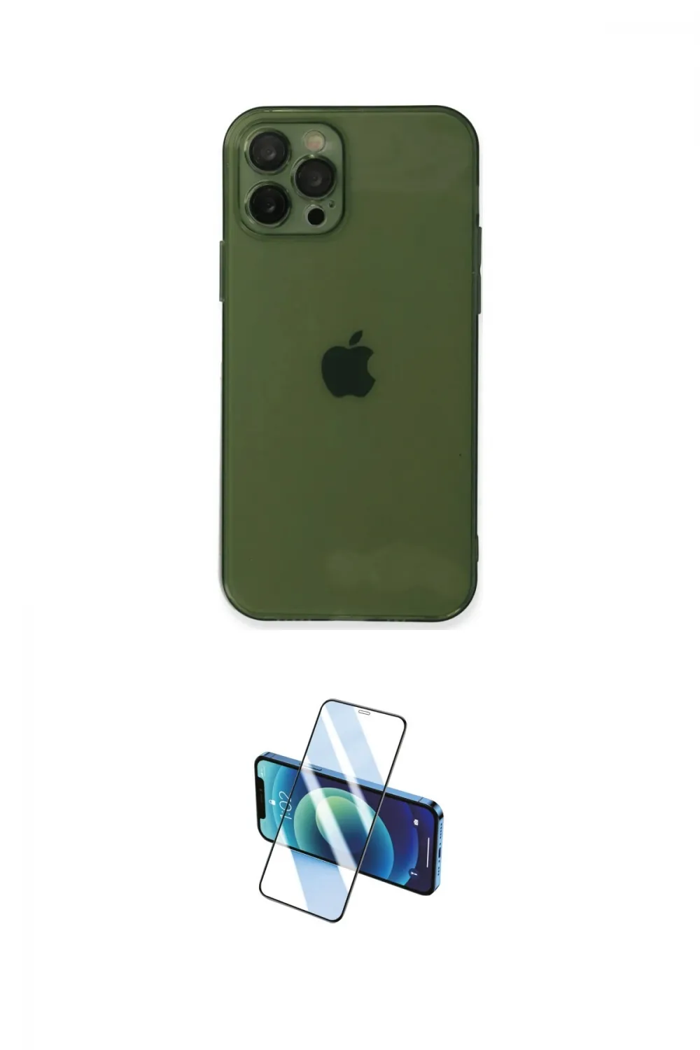 ieg™ iPhone 12 Pro Max Kılıf Ahenk Doku - Siyah 3D Antistatik Cam Ekran Koruyucu