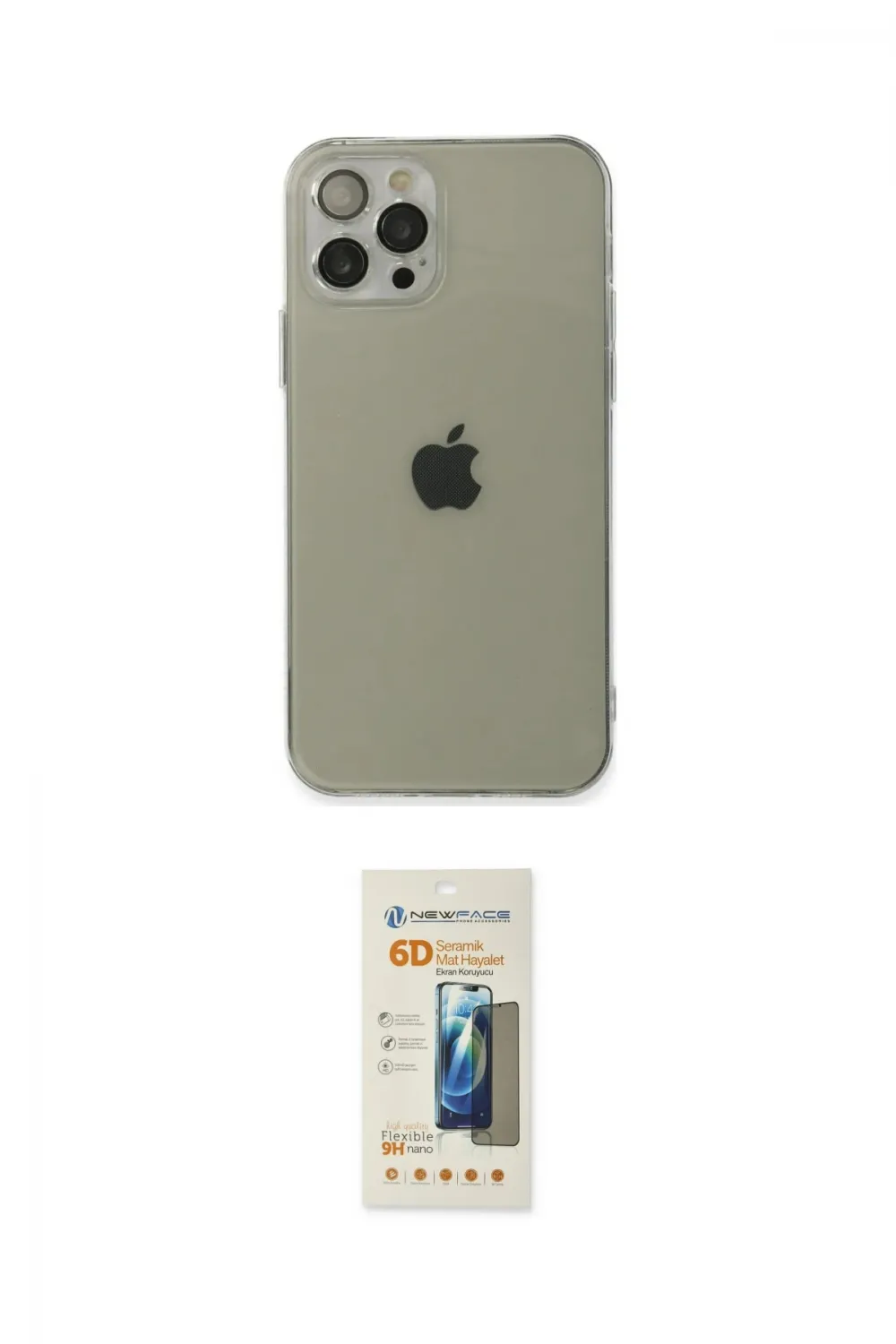 ieg™ iPhone 12 Pro Max Kılıf Ahenk Doku - Siyah 6D Mat Seramik Hayalet Nano Ekran Koruyucu