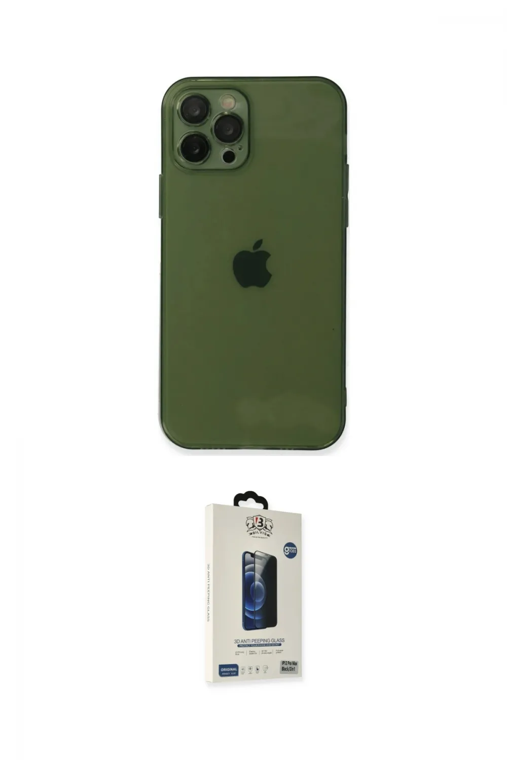 ieg™ iPhone 12 Pro Max Kılıf Ahenk Doku - Siyah Bilvis Hayalet Cam Ekran Koruyucu