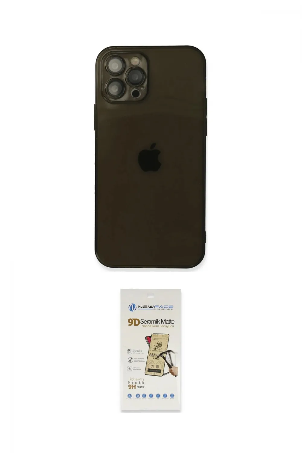 ieg™ iPhone 12 Pro Max Kılıf Ahenk Doku - Siyah Mat Seramik Nano Ekran Koruyucu