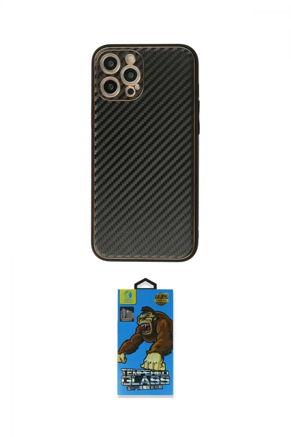ieg™ iPhone 12 Pro Max Kılıf Ahenk Işık - Siyah 18D Cam Ekran Koruyucu