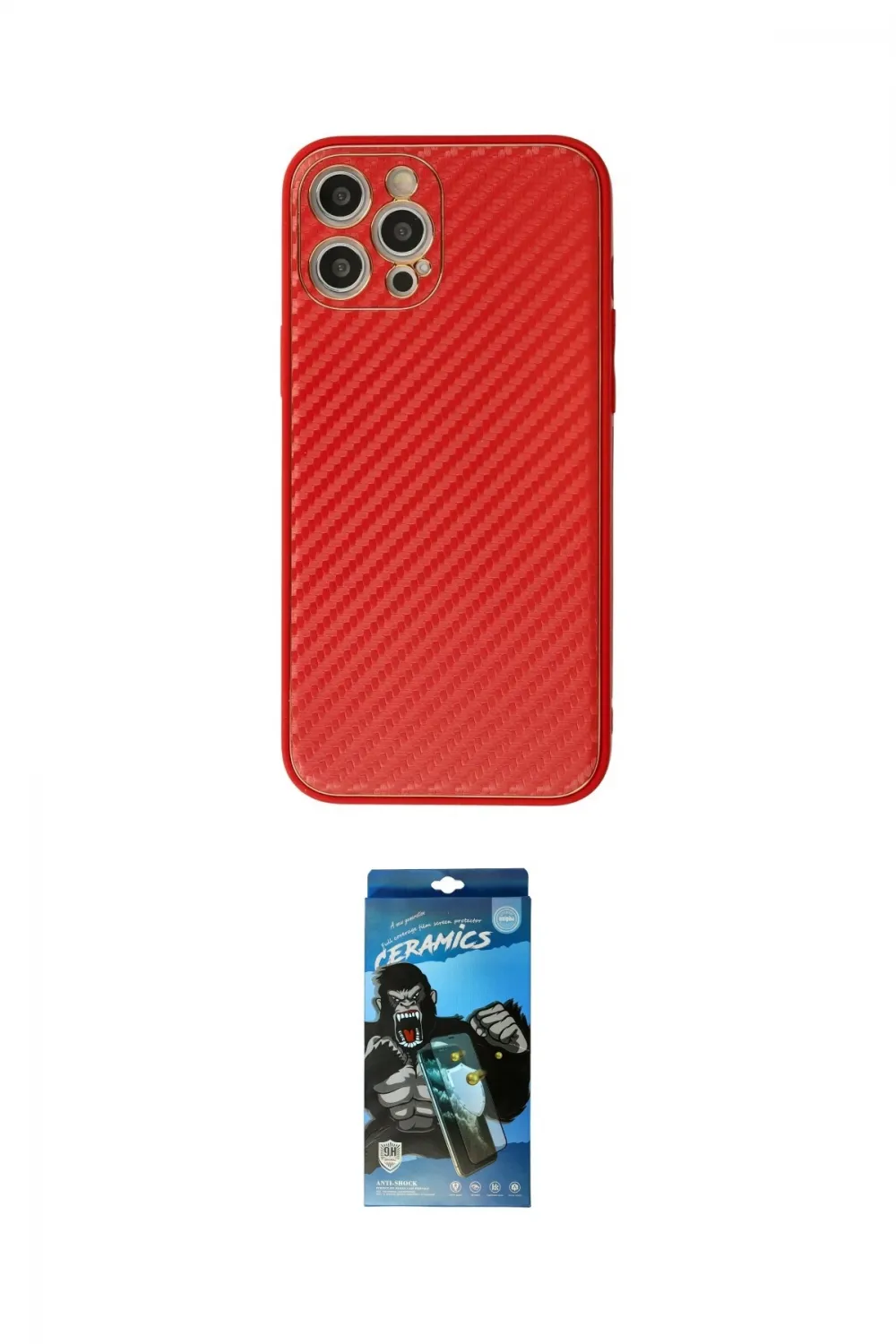 ieg™ iPhone 12 Pro Max Kılıf Ahenk Işık - Siyah 34D Izgaralı Cam