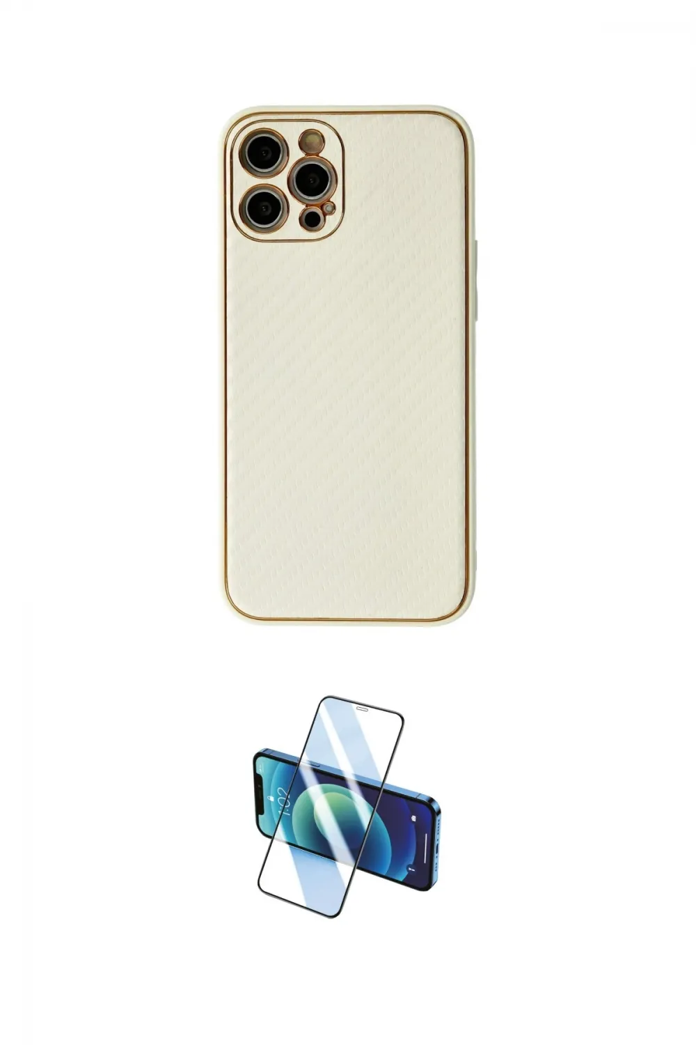 ieg™ iPhone 12 Pro Max Kılıf Ahenk Işık - Siyah 3D Antistatik Cam Ekran Koruyucu