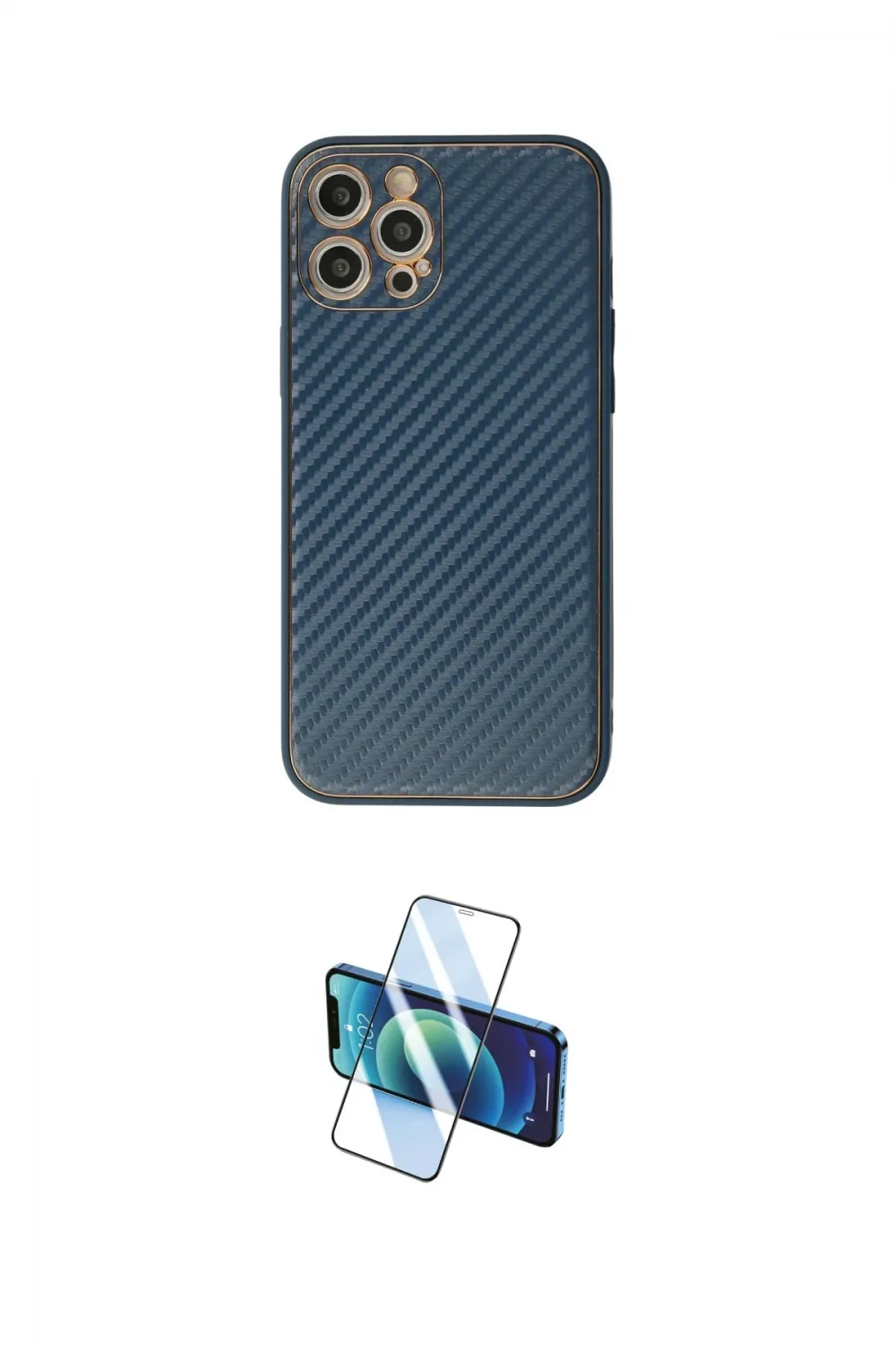 ieg™ iPhone 12 Pro Max Kılıf Ahenk Işık - Siyah 3D Antistatik Cam Ekran Koruyucu