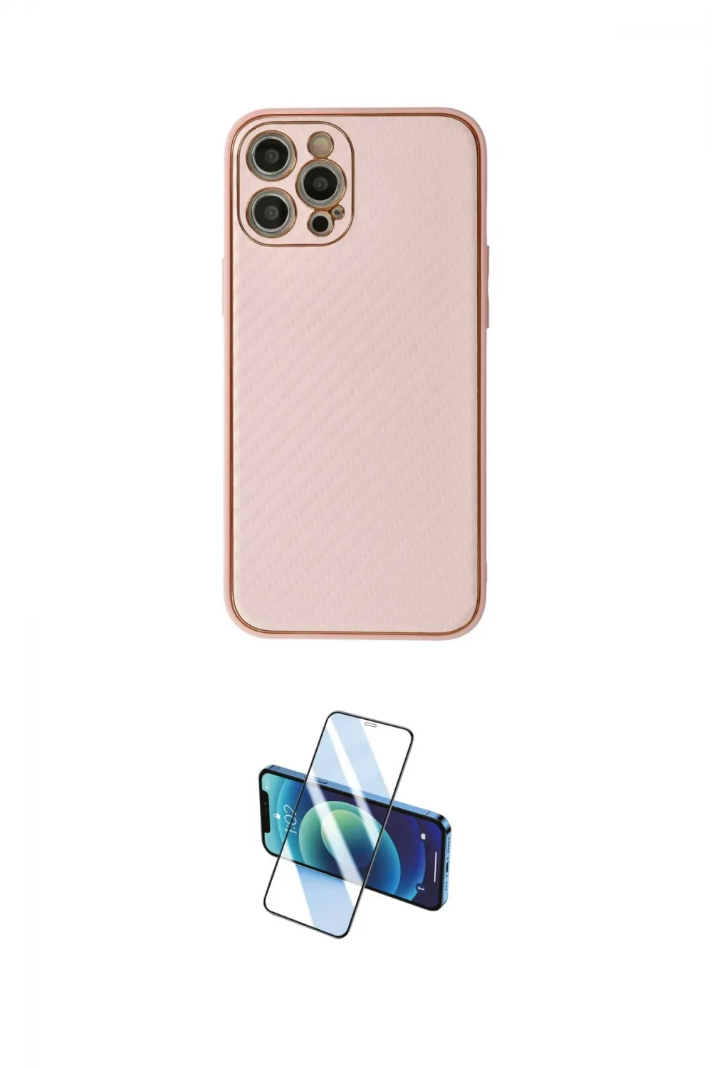 ieg™ iPhone 12 Pro Max Kılıf Ahenk Işık - Siyah 3D Antistatik Cam Ekran Koruyucu