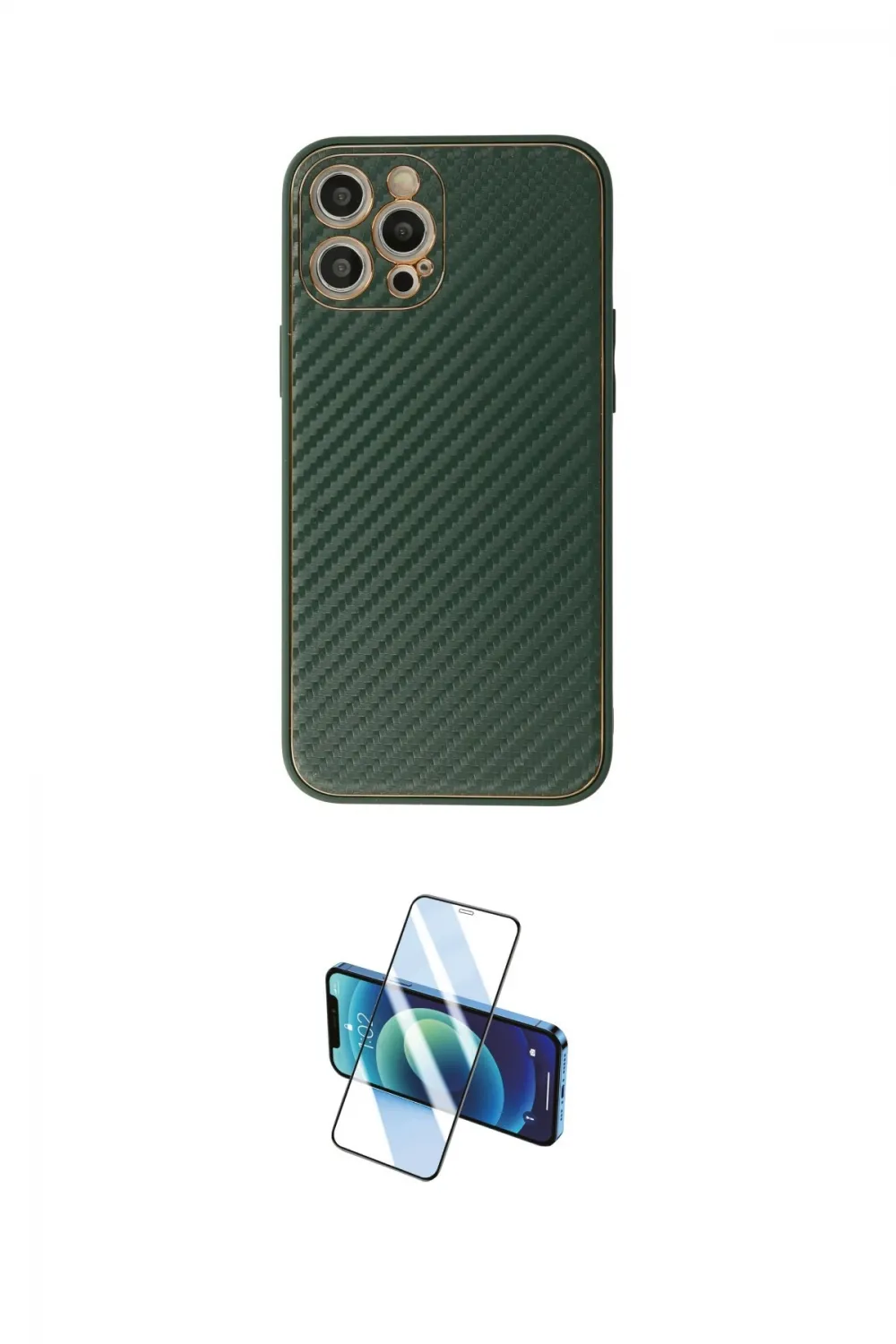 ieg™ iPhone 12 Pro Max Kılıf Ahenk Işık - Siyah 3D Antistatik Cam Ekran Koruyucu