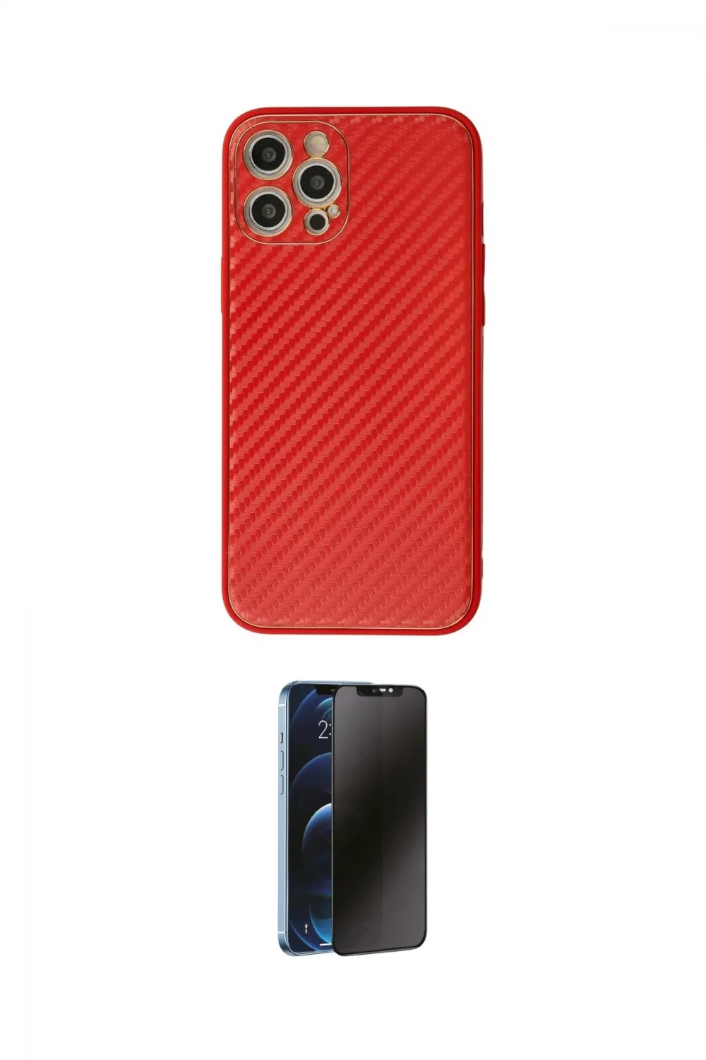 ieg™ iPhone 12 Pro Max Kılıf Ahenk Işık - Siyah 3D Antistatik Hayalet Cam Ekran Koruyucu