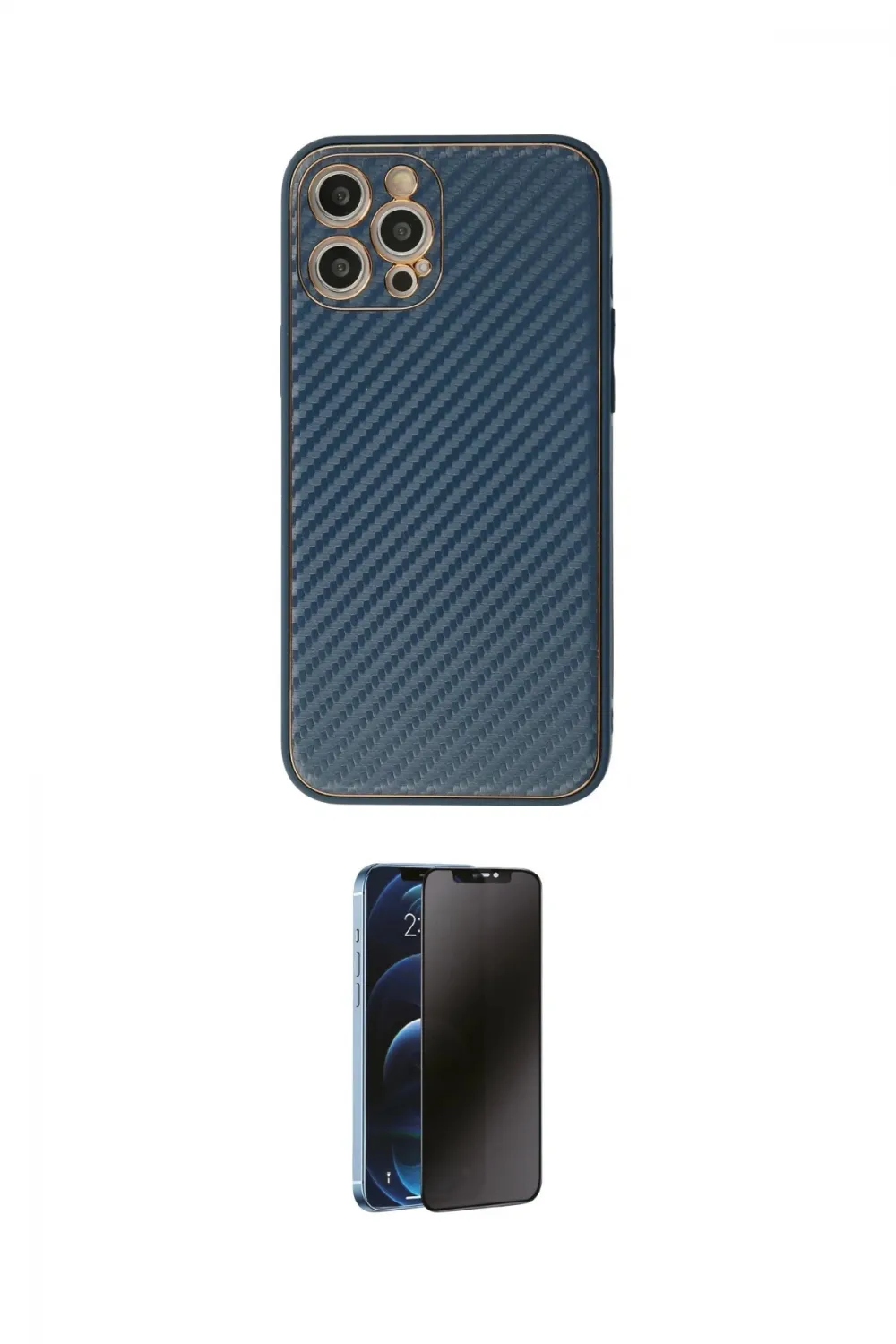 ieg™ iPhone 12 Pro Max Kılıf Ahenk Işık - Siyah 3D Antistatik Hayalet Cam Ekran Koruyucu