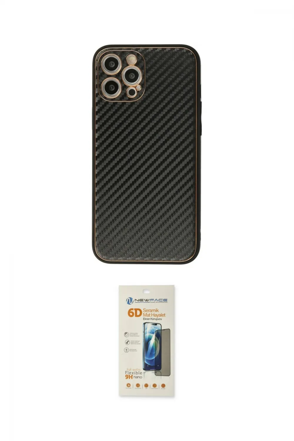ieg™ iPhone 12 Pro Max Kılıf Ahenk Işık - Siyah 6D Mat Seramik Hayalet Nano Ekran Koruyucu