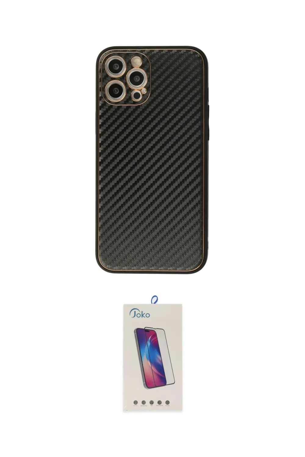 ieg™ iPhone 12 Pro Max Kılıf Ahenk Işık - Siyah Joko 5D Cam