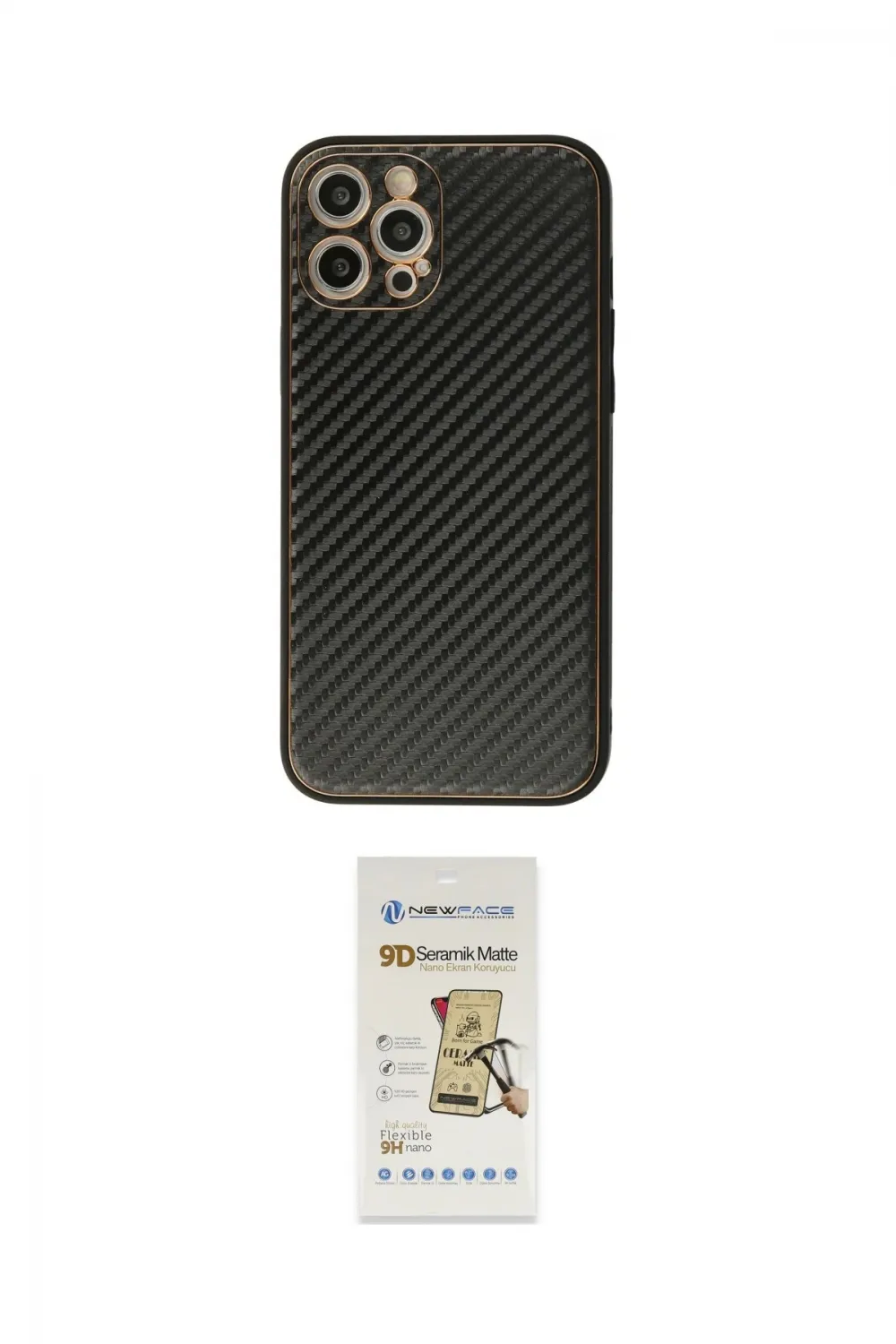 ieg™ iPhone 12 Pro Max Kılıf Ahenk Işık - Siyah Mat Seramik Nano Ekran Koruyucu