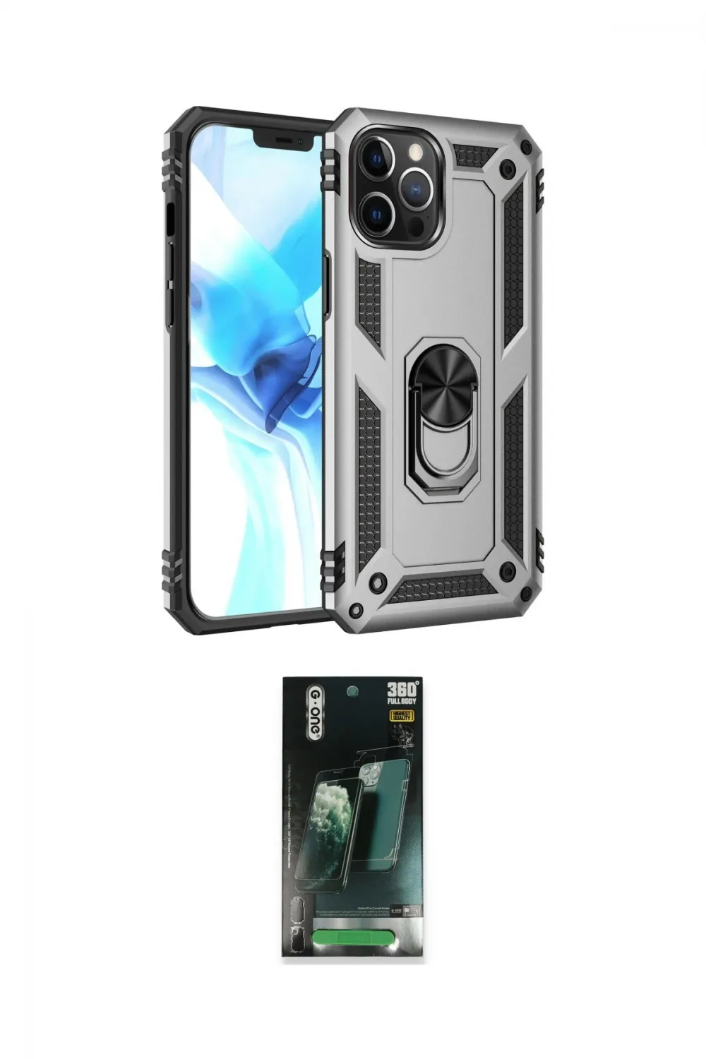 ieg™ iPhone 12 Pro Max Kılıf Ahenk Klasik Koleksiyonu - Şeffaf 360 Full Body Arka Koruyucu