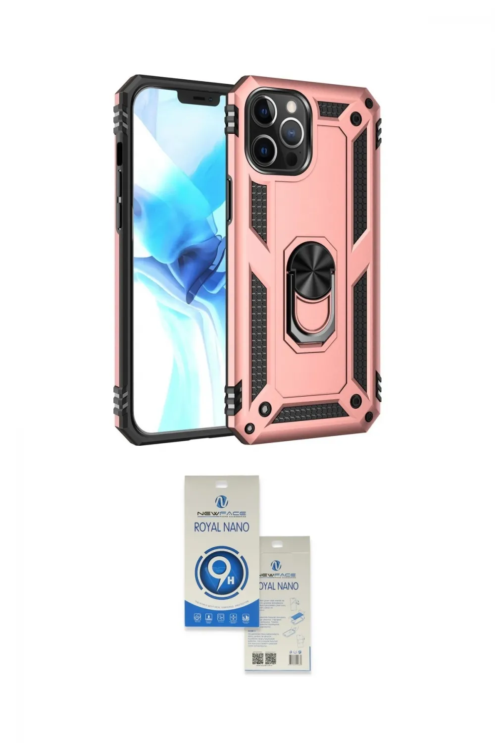 ieg™ iPhone 12 Pro Max Kılıf Ahenk Klasik Koleksiyonu - Şeffaf Royal Nano Ekran Koruyucu