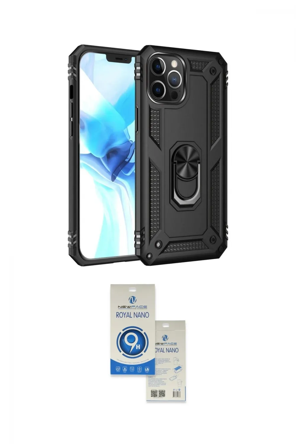 ieg™ iPhone 12 Pro Max Kılıf Ahenk Klasik Koleksiyonu - Şeffaf Royal Nano Ekran Koruyucu