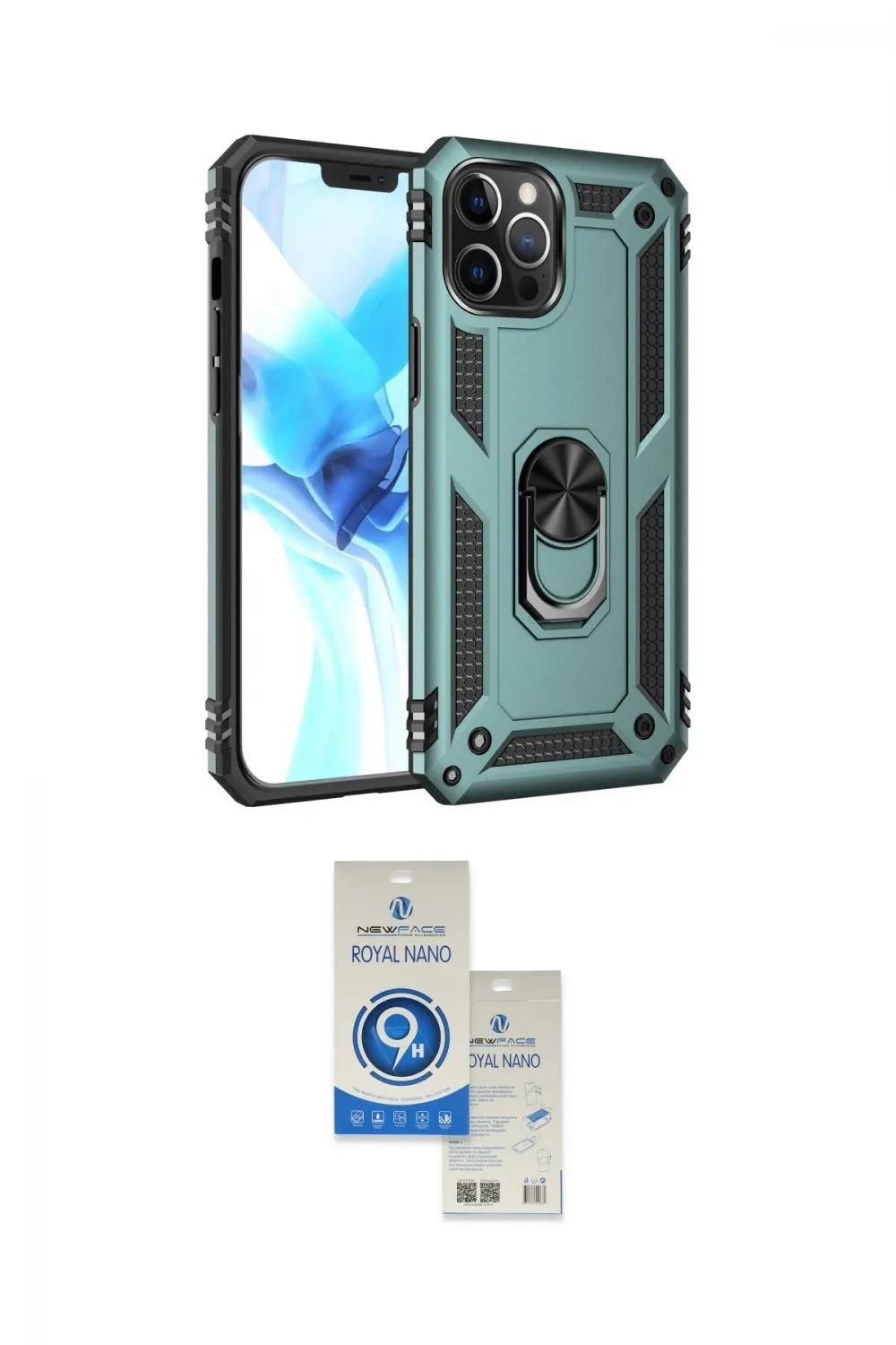 ieg™ iPhone 12 Pro Max Kılıf Ahenk Klasik Koleksiyonu - Şeffaf Royal Nano Ekran Koruyucu