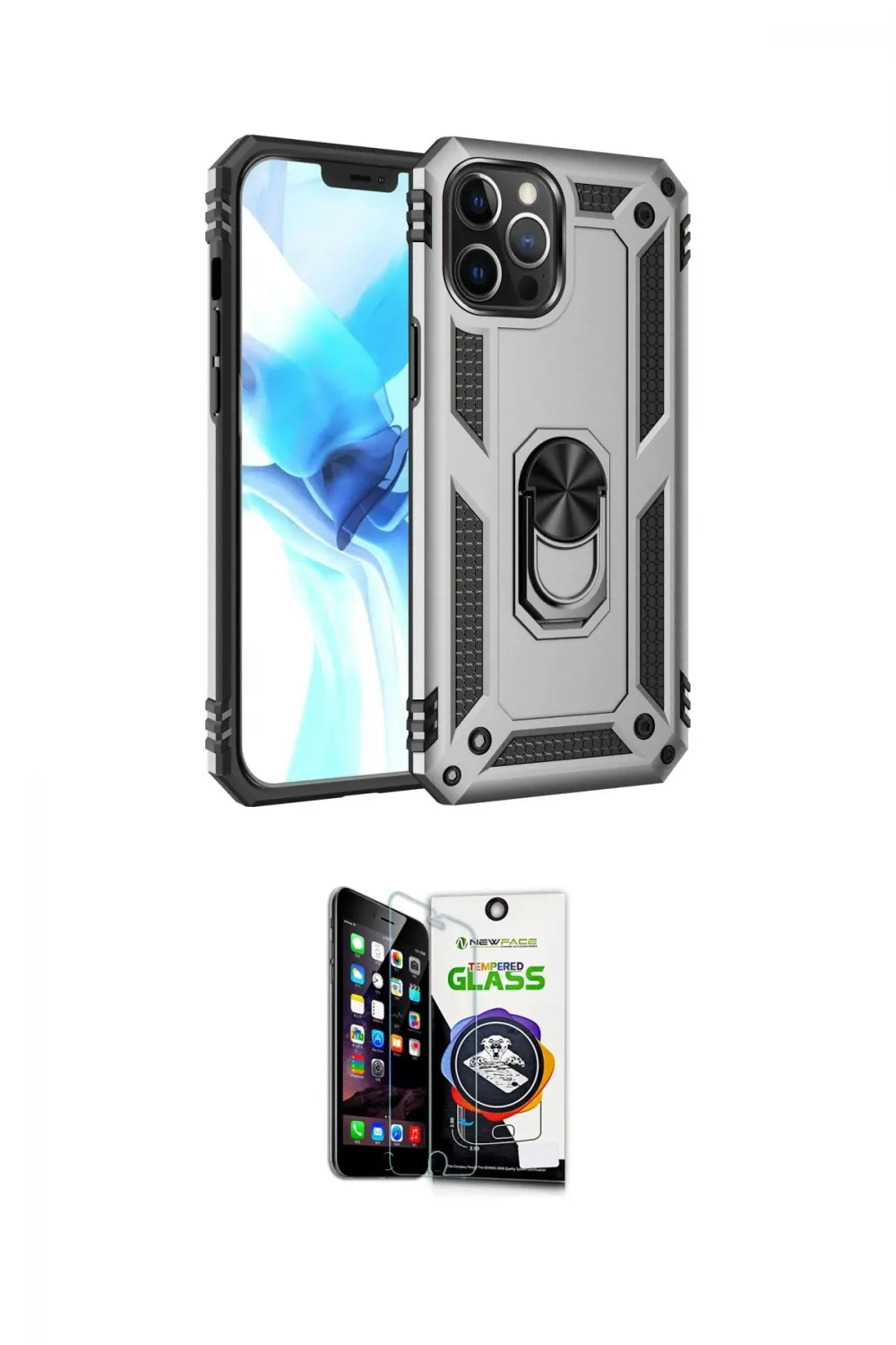 ieg™ iPhone 12 Pro Max Kılıf Ahenk Klasik Koleksiyonu - Şeffaf Temperli Cam Ekran Koruyucu
