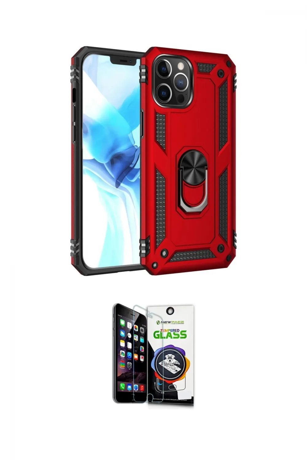 ieg™ iPhone 12 Pro Max Kılıf Ahenk Klasik Koleksiyonu - Şeffaf Temperli Cam Ekran Koruyucu