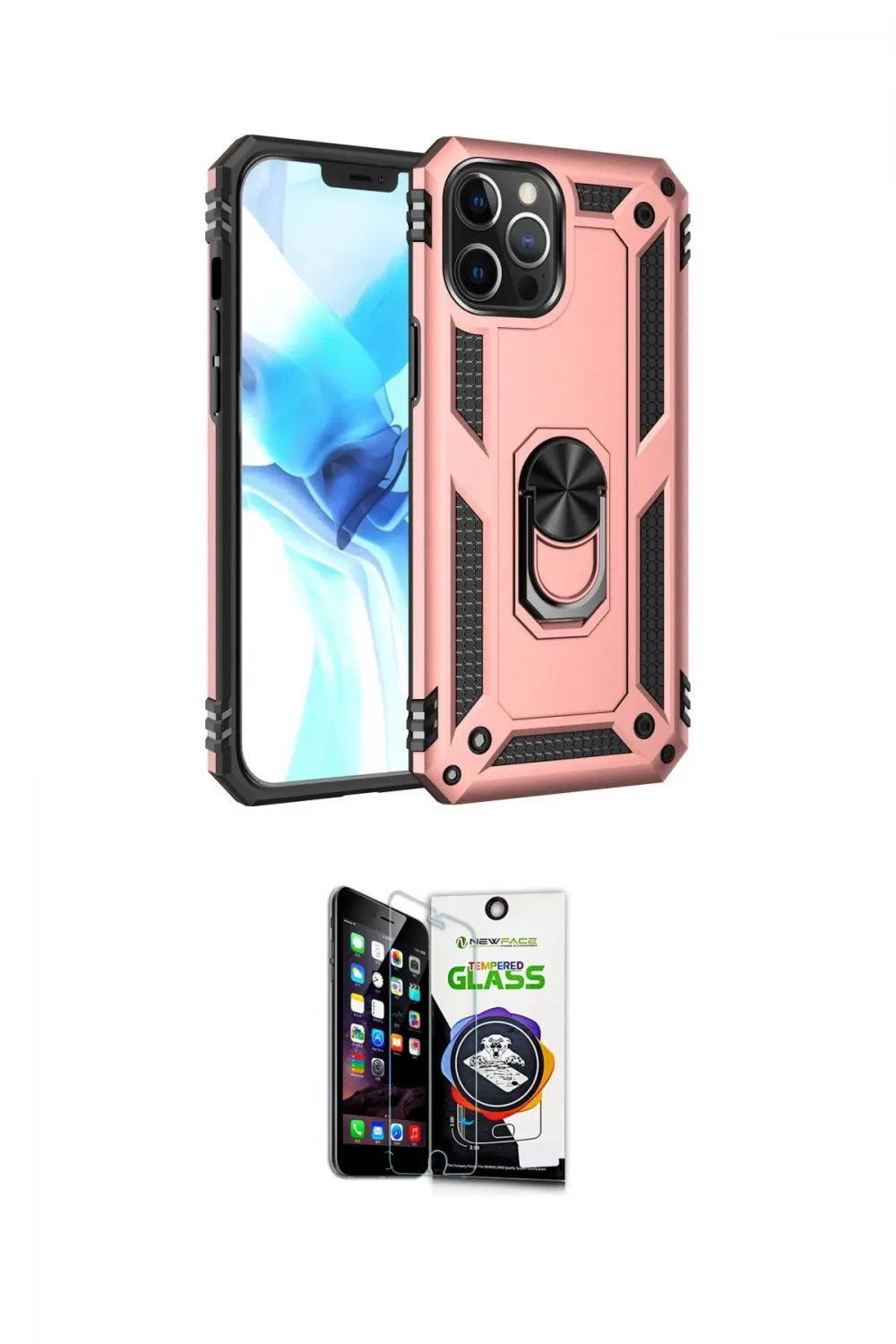 ieg™ iPhone 12 Pro Max Kılıf Ahenk Klasik Koleksiyonu - Şeffaf Temperli Cam Ekran Koruyucu