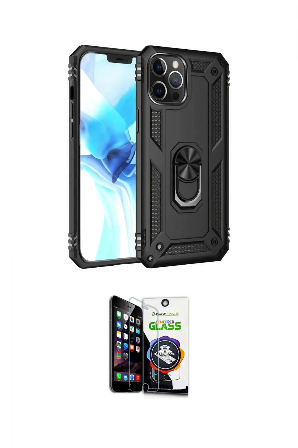 ieg™ iPhone 12 Pro Max Kılıf Ahenk Klasik Koleksiyonu - Şeffaf Temperli Cam Ekran Koruyucu