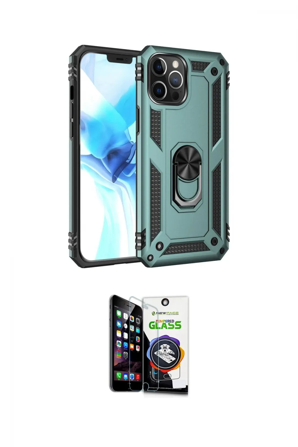 ieg™ iPhone 12 Pro Max Kılıf Ahenk Klasik Koleksiyonu - Şeffaf Temperli Cam Ekran Koruyucu