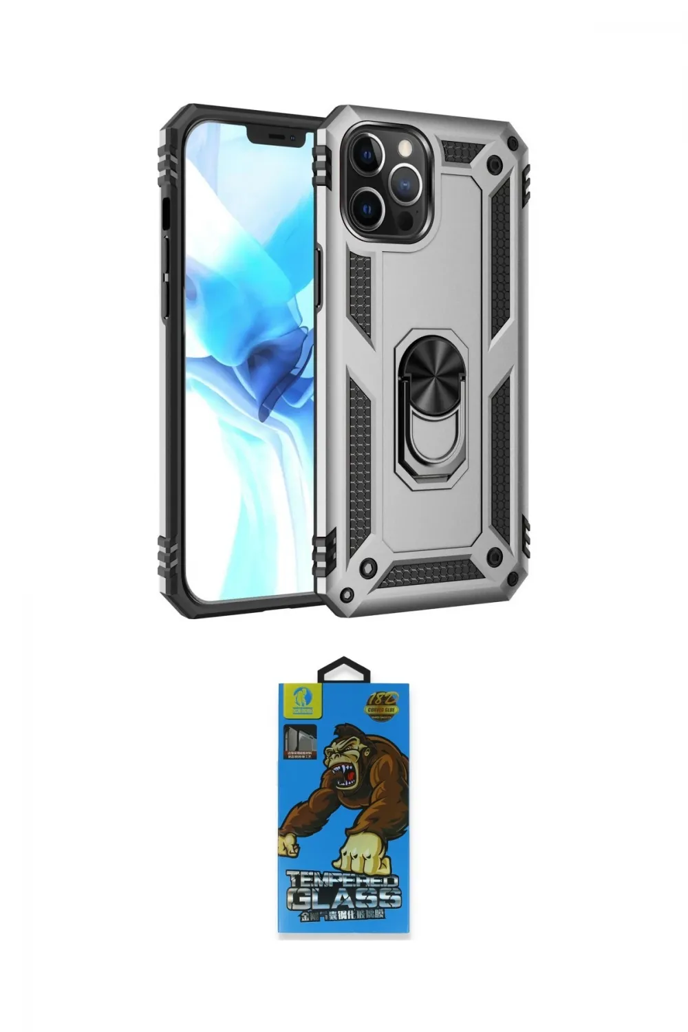 ieg™ iPhone 12 Pro Max Kılıf Ahenk Klasik Koleksiyonu - Siyah 18D Cam Ekran Koruyucu